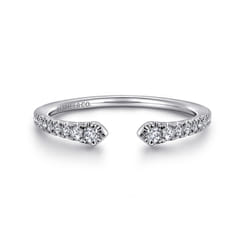 Stackable Open Ring 14K White Gold Diamond 0.16ct