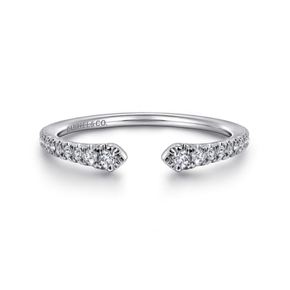 Stackable Open Ring 14K White Gold Diamond 0.16ct