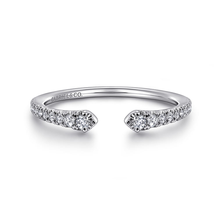 Stackable Open Ring 14K White Gold Diamond 0.16ct - 0.16 ct - Shot 1