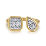 Stackable Open Ring 14K White and Yellow Gold Diamond 0.4ct - 0.42 ct