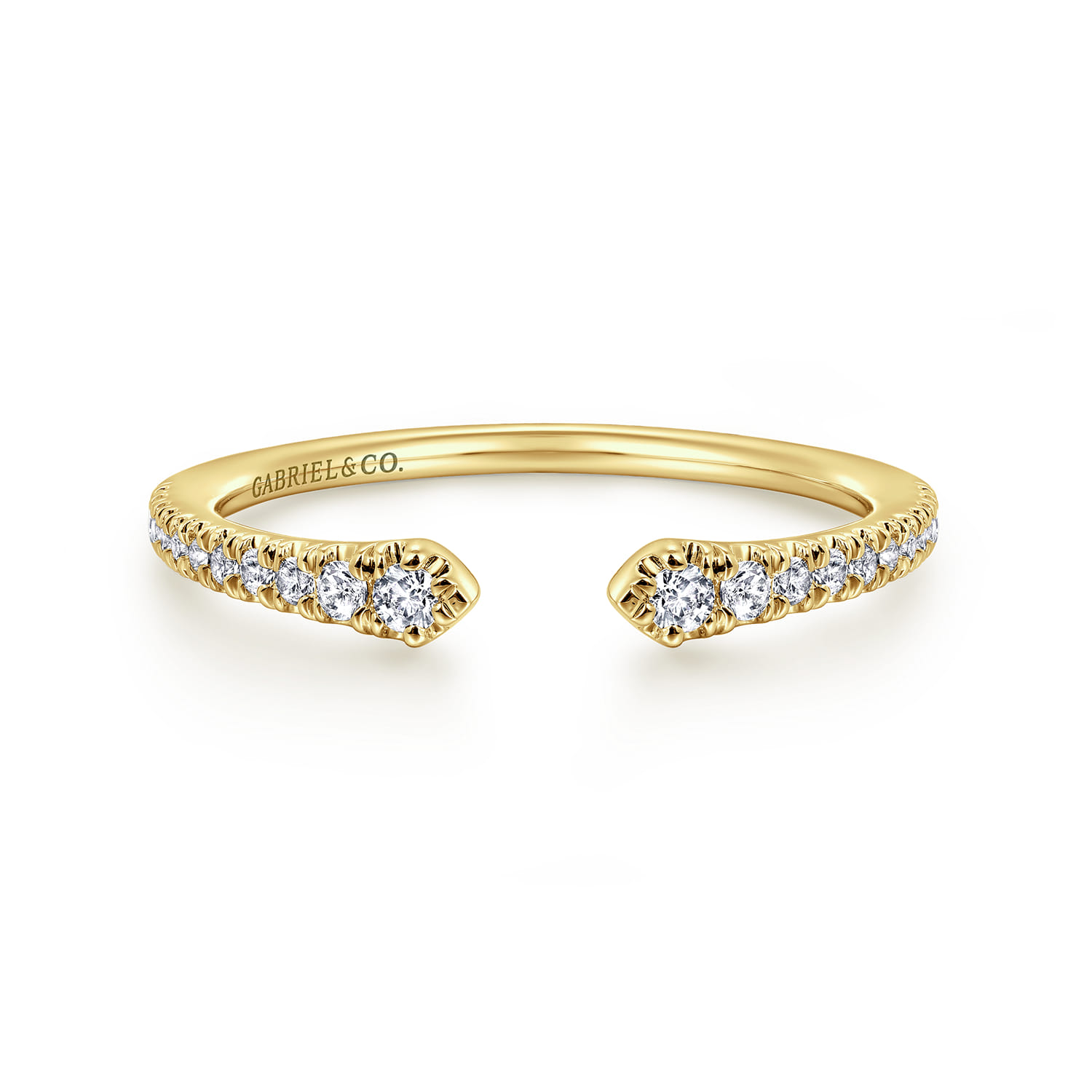 Stackable Open Ring 14K Yellow Gold Diamond 0.16ct - 0.16 ct - Shot 1