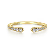 Stackable Open Ring 14K Yellow Gold Diamond 0.16ct