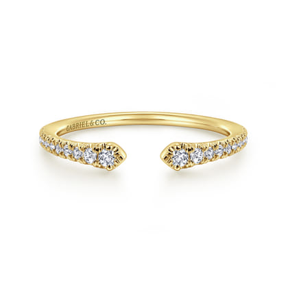 Stackable Open Ring 14K Yellow Gold Diamond 0.16ct