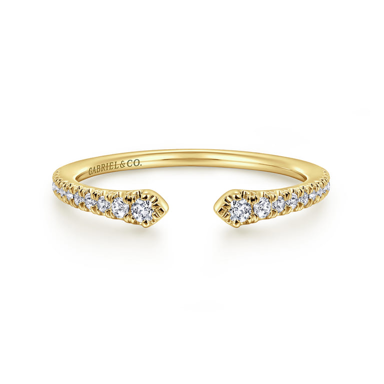 Stackable Open Ring 14K Yellow Gold Diamond 0.16ct - 0.16 ct - Shot 1