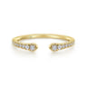 Stackable Open Ring 14K Yellow Gold Diamond 0.16ct - 0.16 ct