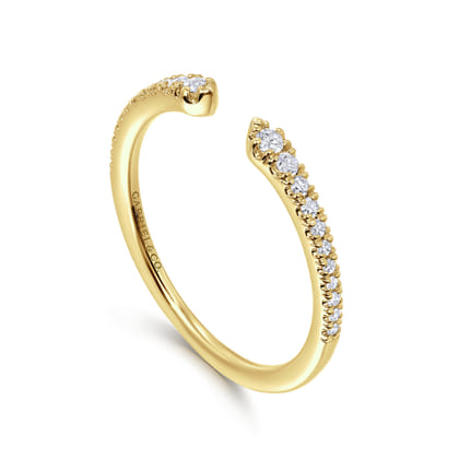 Stackable Open Ring 14K Yellow Gold Diamond 0.16ct