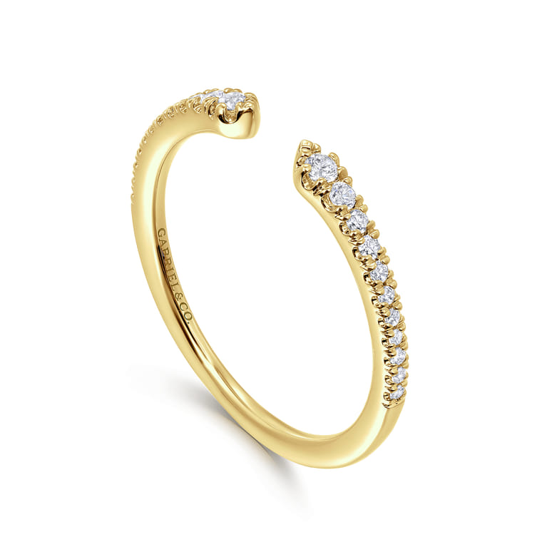Stackable Open Ring 14K Yellow Gold Diamond 0.16ct - 0.16 ct - Shot 3