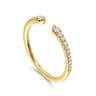 Stackable Open Ring 14K Yellow Gold Diamond 0.16ct - 0.16 ct