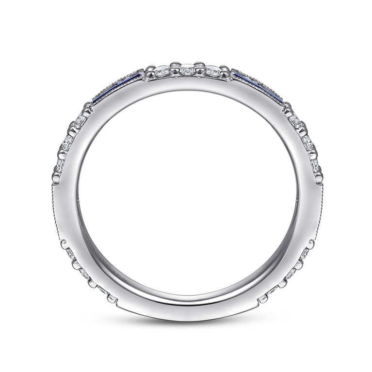 Stackable Ring 14K White Gold Diamond and Blue Sapphire 0.4ct - 0.4 ct - Shot 2