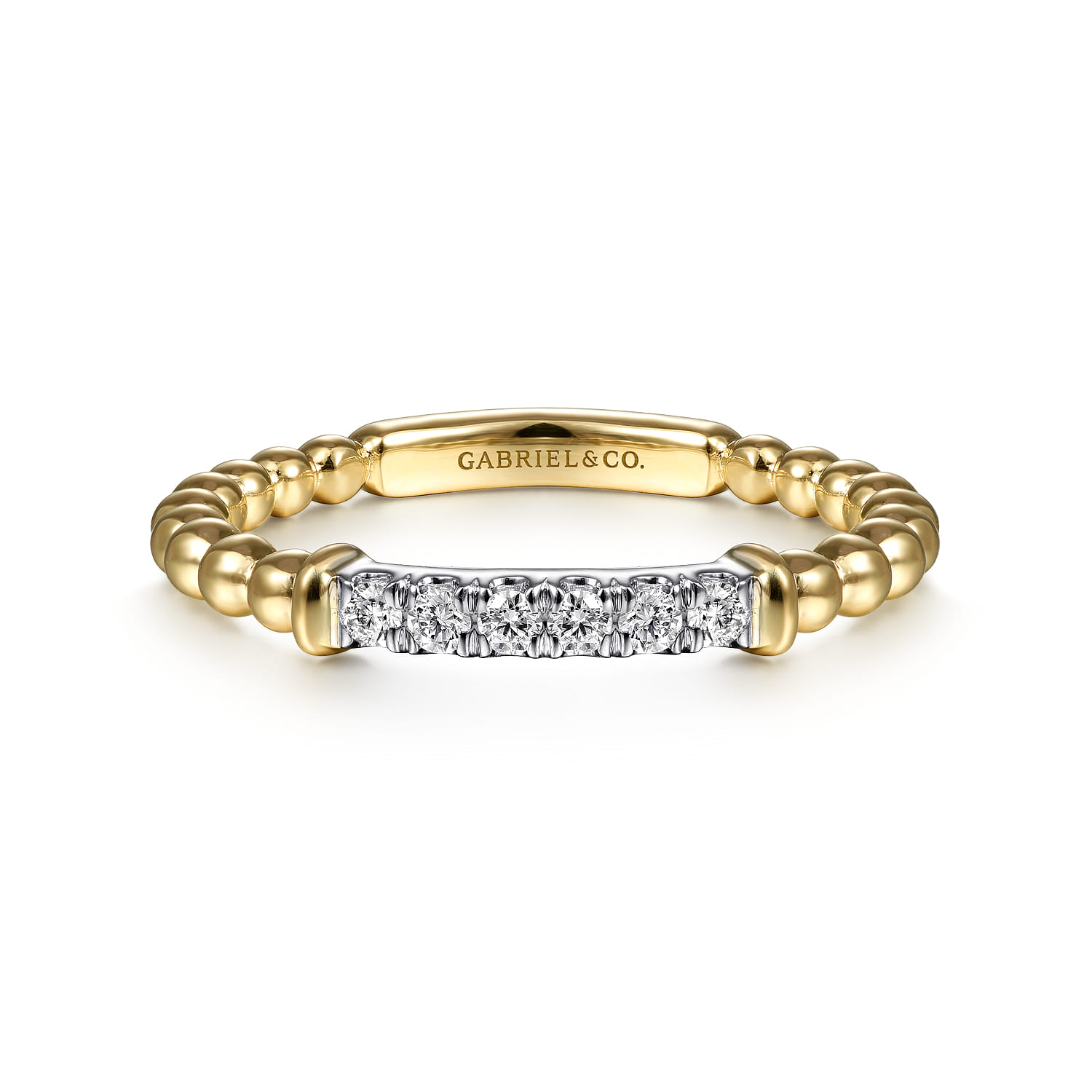 Stackable Ring 14K White and Yellow Gold Diamond 0.11ct Bujukan