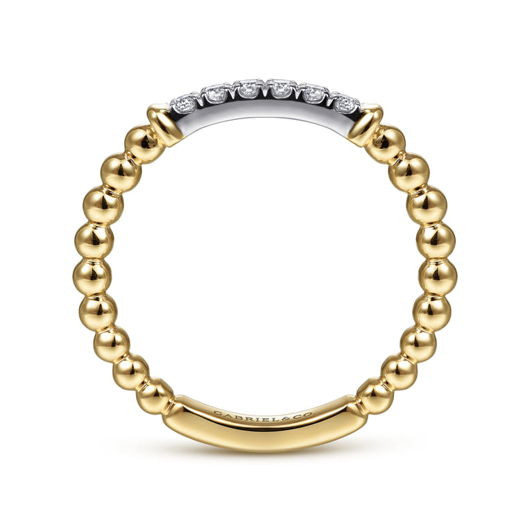 Stackable Ring 14K White and Yellow Gold Diamond 0.11ct Bujukan - 0.11 ct - Shot 2