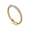 Stackable Ring 14K White and Yellow Gold Diamond 0.11ct Bujukan - 0.11 ct