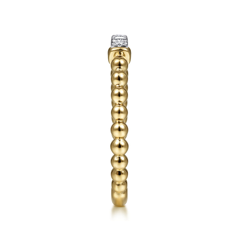 Stackable Ring 14K White and Yellow Gold Diamond 0.11ct Bujukan - 0.11 ct - Shot 4