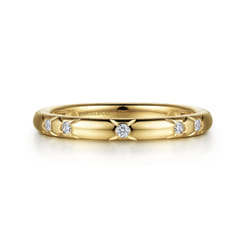 Stackable Ring 14K Yellow Gold Blue Diamond 0.15ct Bujukan