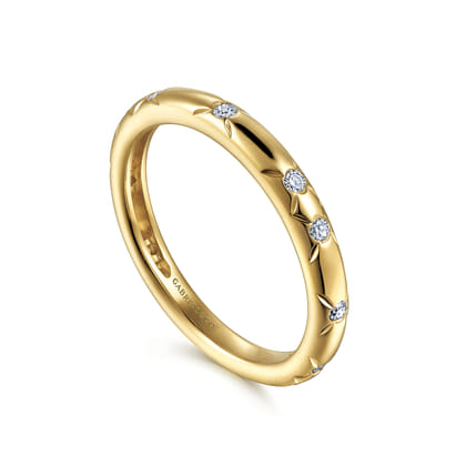 Stackable Ring 14K Yellow Gold Blue Diamond 0.15ct Bujukan