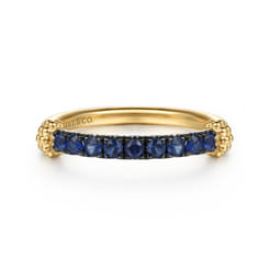 Stackable Ring 14K Yellow Gold Blue Sapphire Bujukan