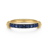 Stackable Ring 14K Yellow Gold Blue Sapphire Bujukan