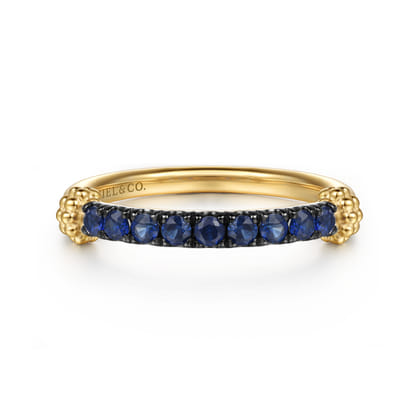 Stackable Ring 14K Yellow Gold Blue Sapphire Bujukan