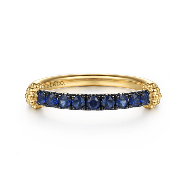 Stackable Ring 14K Yellow Gold Blue Sapphire Bujukan - Shot 1