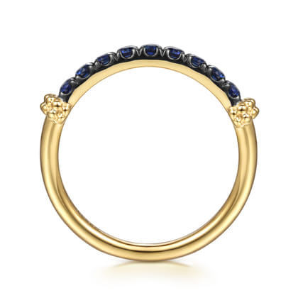 Stackable Ring 14K Yellow Gold Blue Sapphire Bujukan
