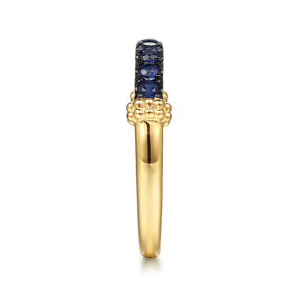Stackable Ring 14K Yellow Gold Blue Sapphire Bujukan