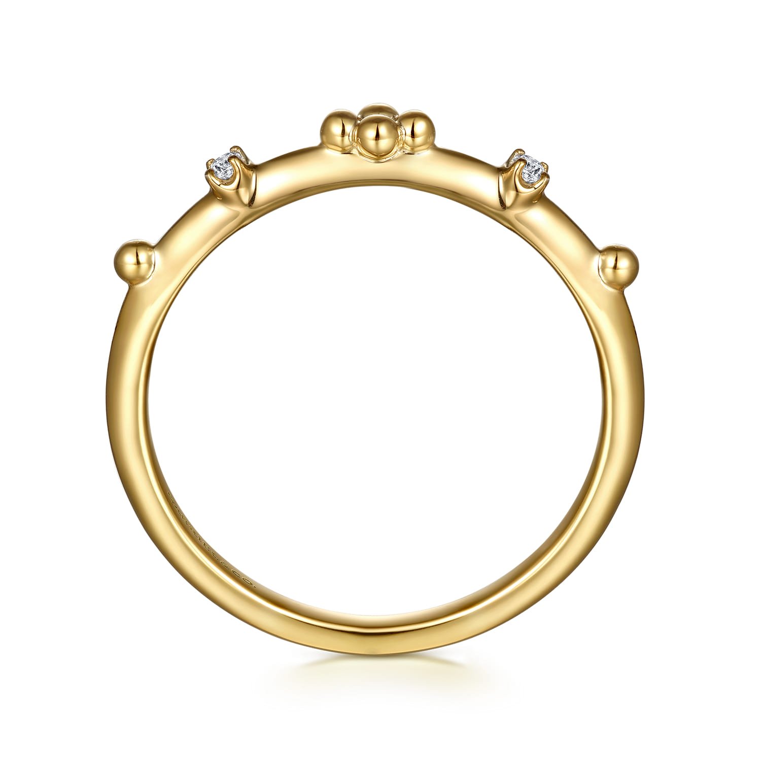 Stackable Ring 14K Yellow Gold Diamond 0.02ct Bujukan - 0.02 ct - Shot 2
