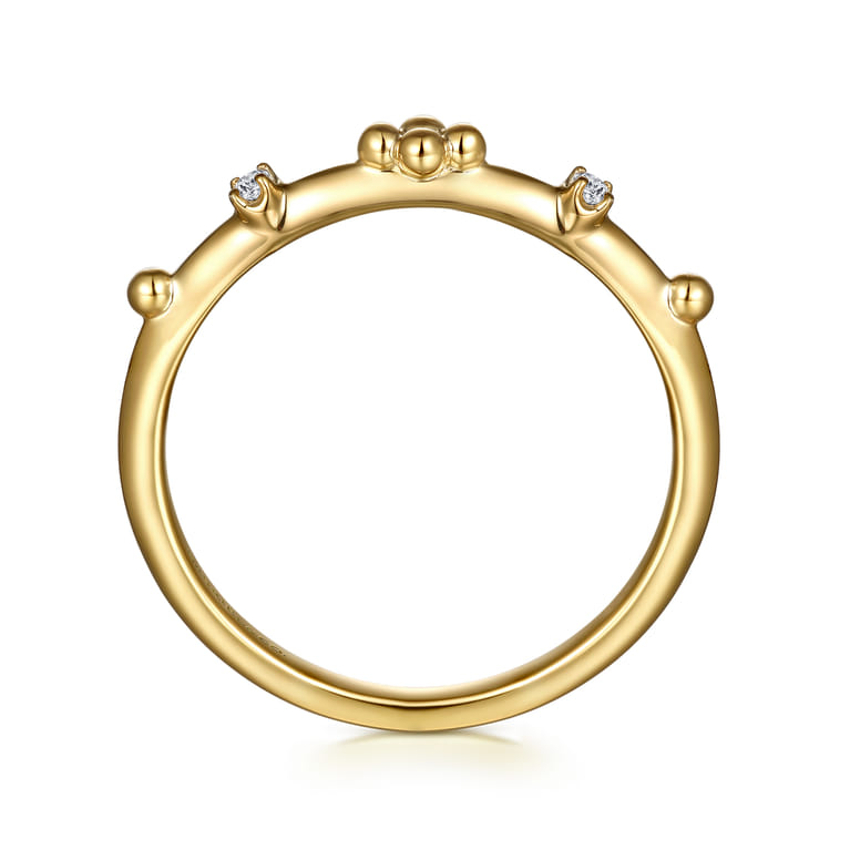 Stackable Ring 14K Yellow Gold Diamond 0.02ct Bujukan - 0.02 ct - Shot 2