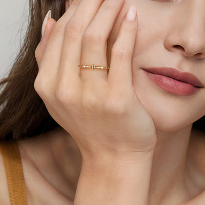 Stackable Ring 14K Yellow Gold Diamond 0.02ct Bujukan