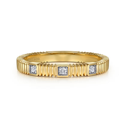 Stackable Ring 14K Yellow Gold Diamond 0.04ct
