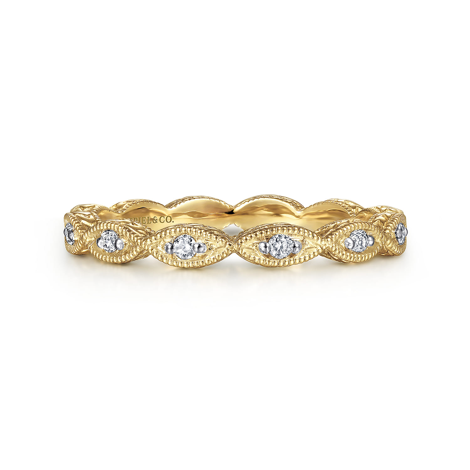 Stackable Ring 14K Yellow Gold Diamond 0.11ct Bujukan - 0.11 ct - Shot 1
