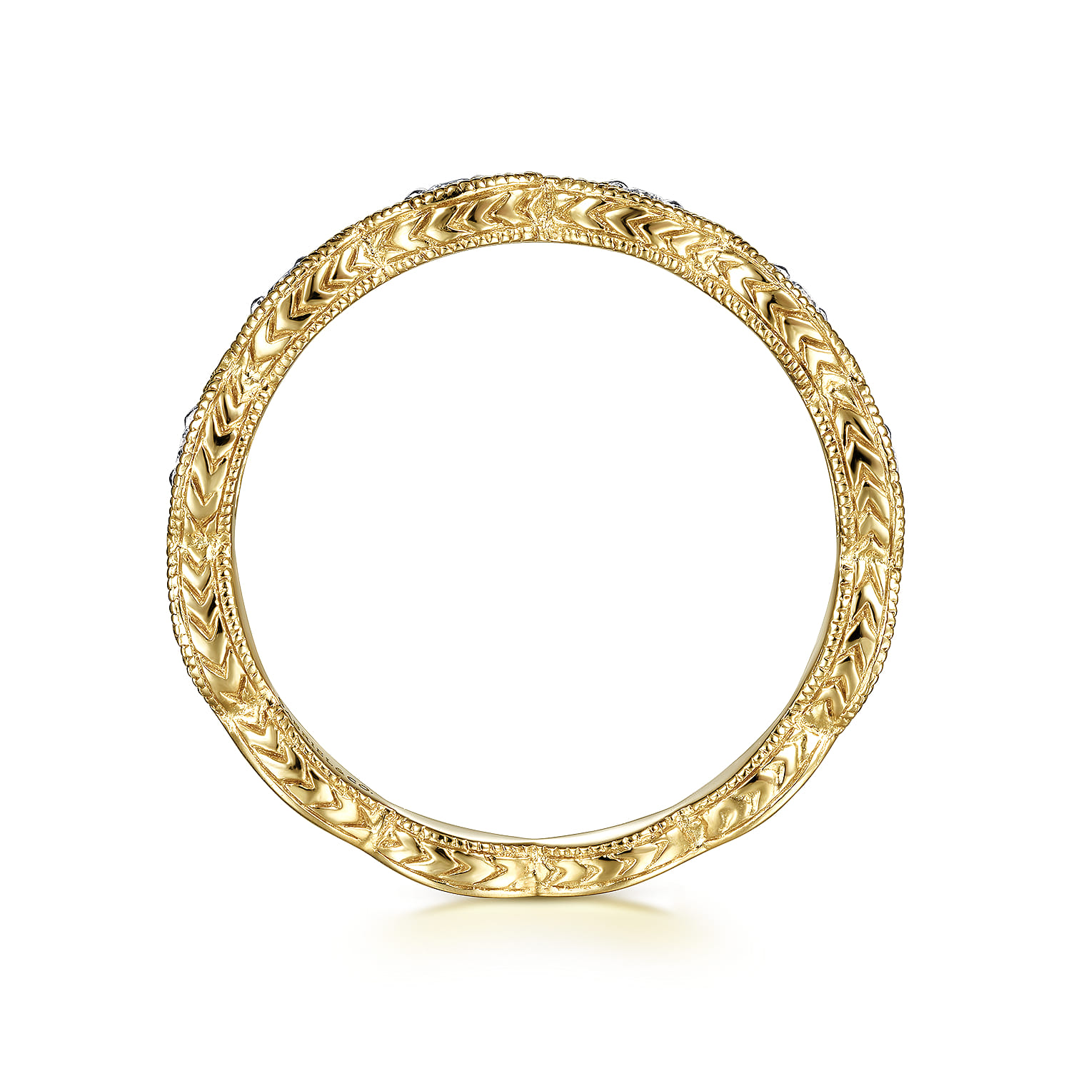 Stackable Ring 14K Yellow Gold Diamond 0.11ct Bujukan - 0.11 ct - Shot 2