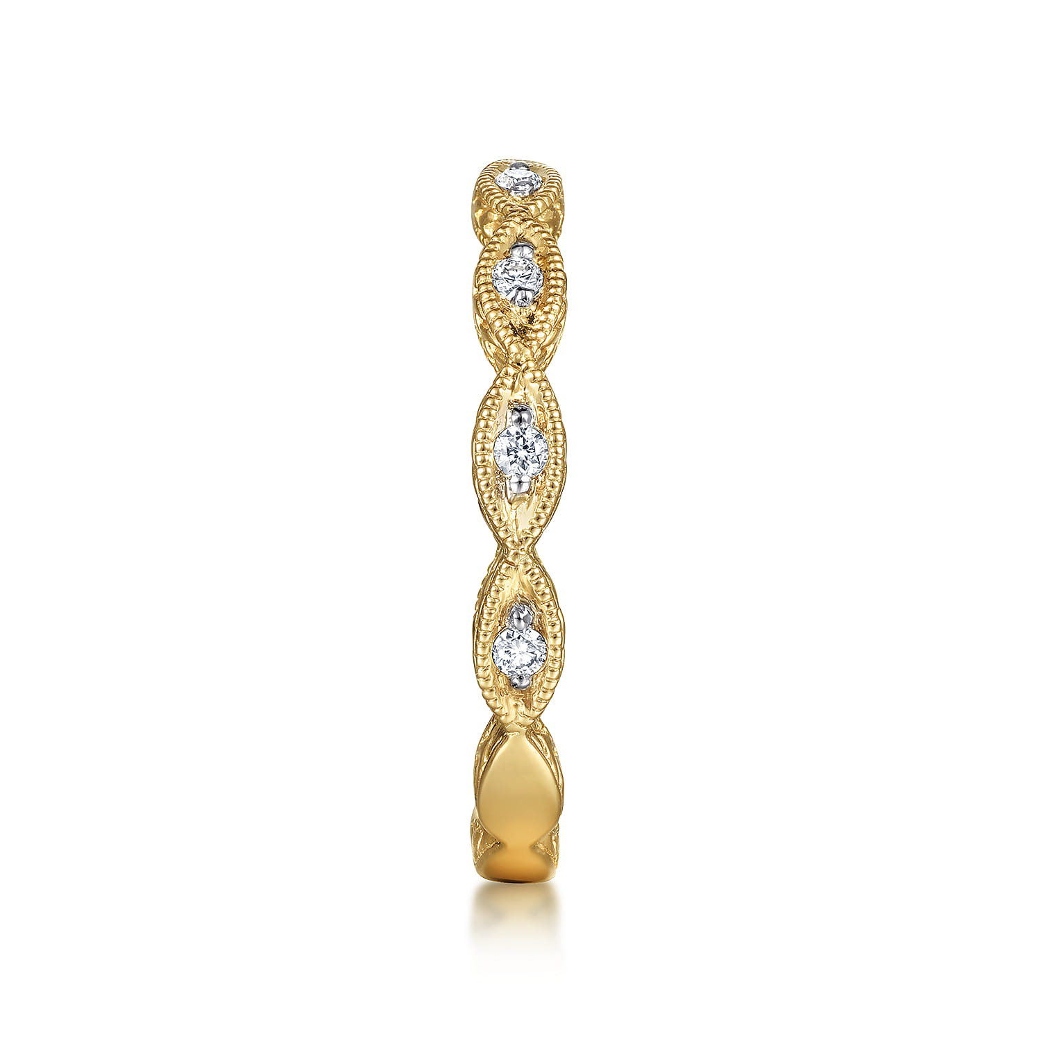 Stackable Ring 14K Yellow Gold Diamond 0.11ct Bujukan - 0.11 ct - Shot 4