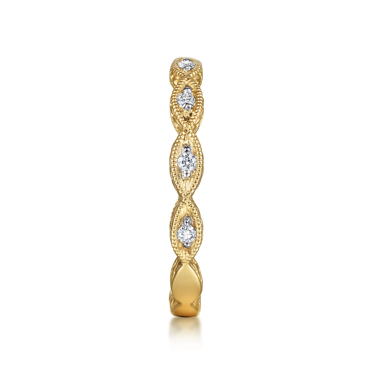Stackable Ring 14K Yellow Gold Diamond 0.11ct Bujukan - 0.11 ct - Shot 4