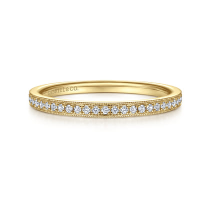 Stackable Ring 14K Yellow Gold Diamond 0.12ct