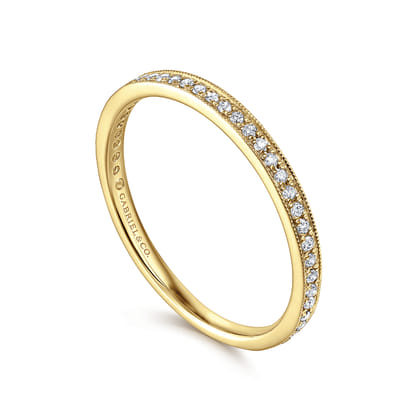 Stackable Ring 14K Yellow Gold Diamond 0.12ct