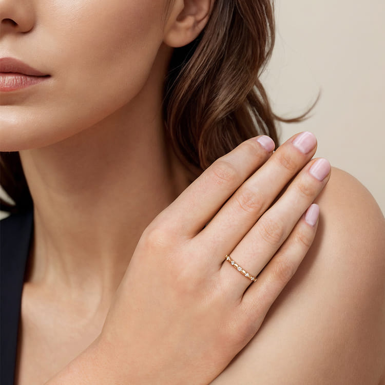 Stackable Ring 14K Yellow Gold Diamond 0.3ct