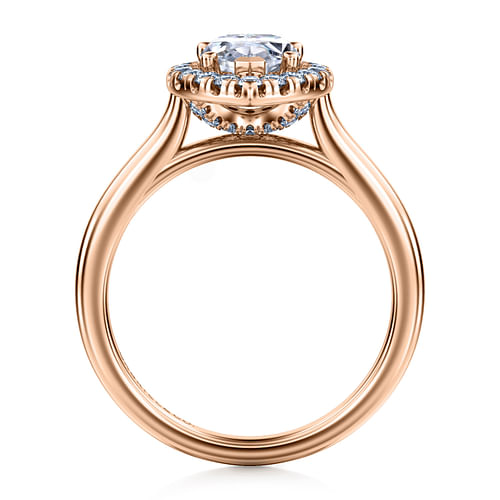 Stacy - 14K Rose Gold Pear Shape Halo Diamond Engagement Ring - 0.32 ct - Shot 2