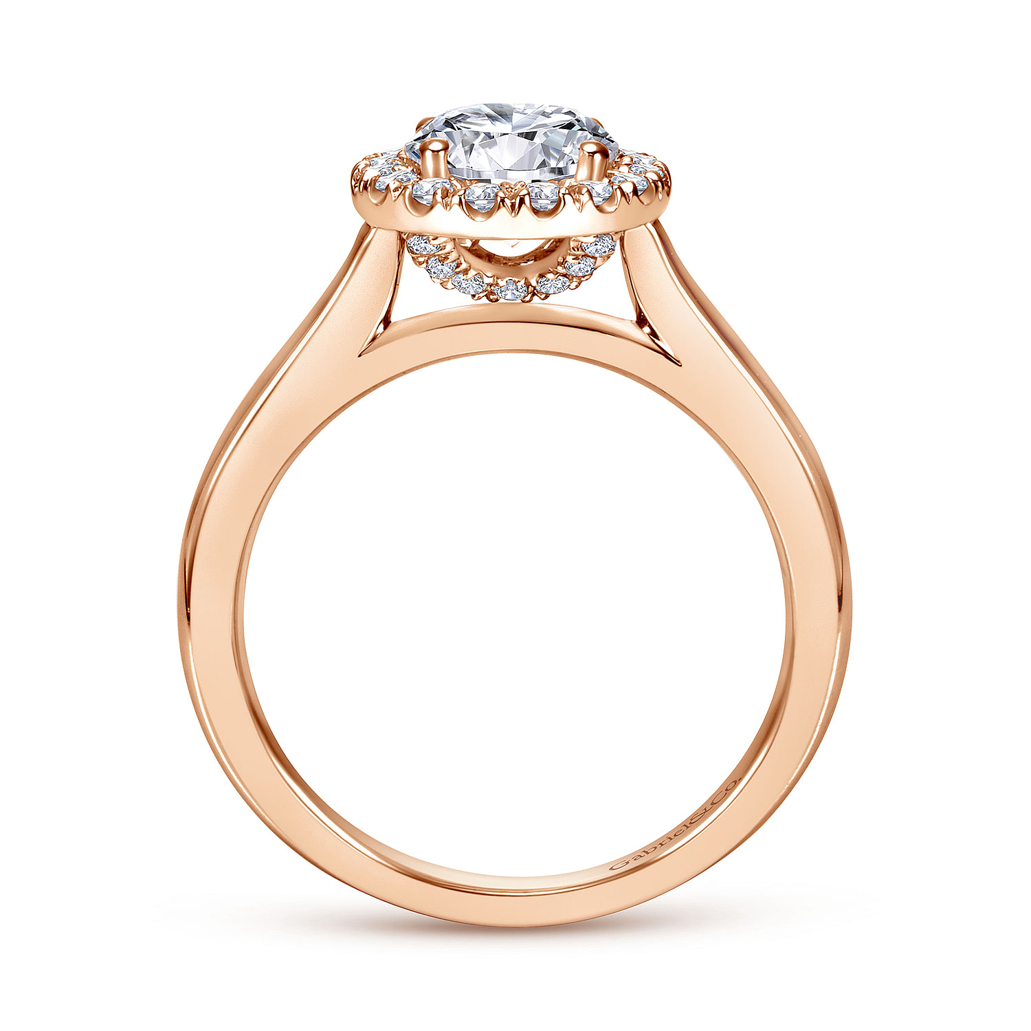 Stacy - 14K Rose Gold Round Halo Diamond Engagement Ring - 0.25 ct - Shot 2