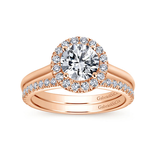 Stacy - 14K Rose Gold Round Halo Diamond Engagement Ring - 0.25 ct - Shot 4