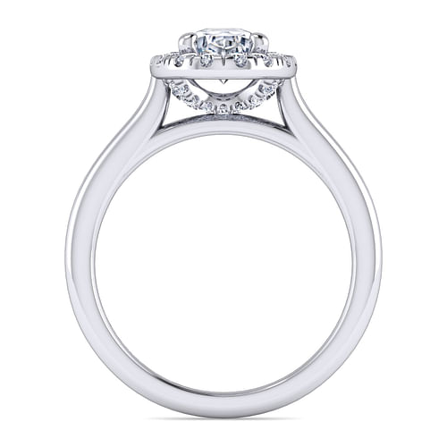 Stacy - 14K White Gold Oval Halo Diamond Engagement Ring - 0.3 ct - Shot 2