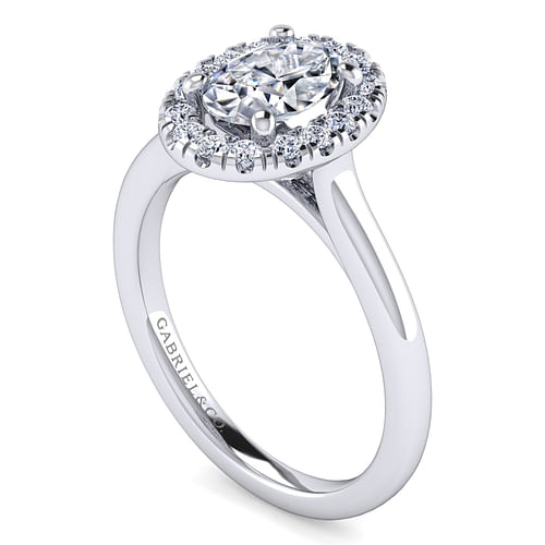 Stacy - 14K White Gold Oval Halo Diamond Engagement Ring - 0.3 ct - Shot 3