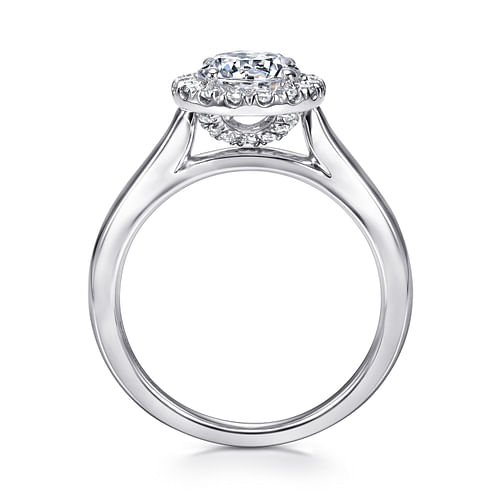 Stacy - 14K White Gold Round Halo Diamond Engagement Ring - 0.26 ct - Shot 2