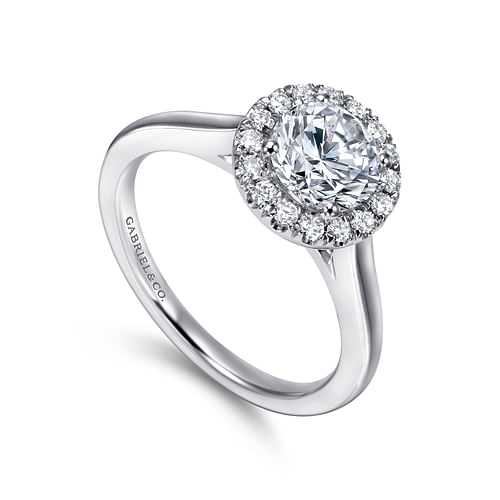 Stacy - 14K White Gold Round Halo Diamond Engagement Ring - 0.26 ct - Shot 3