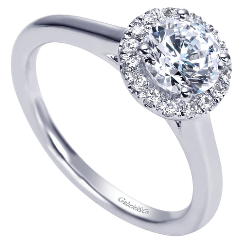 Stacy - 14K White Gold Round Halo Diamond Engagement Ring - 0.2 ct - Shot 3