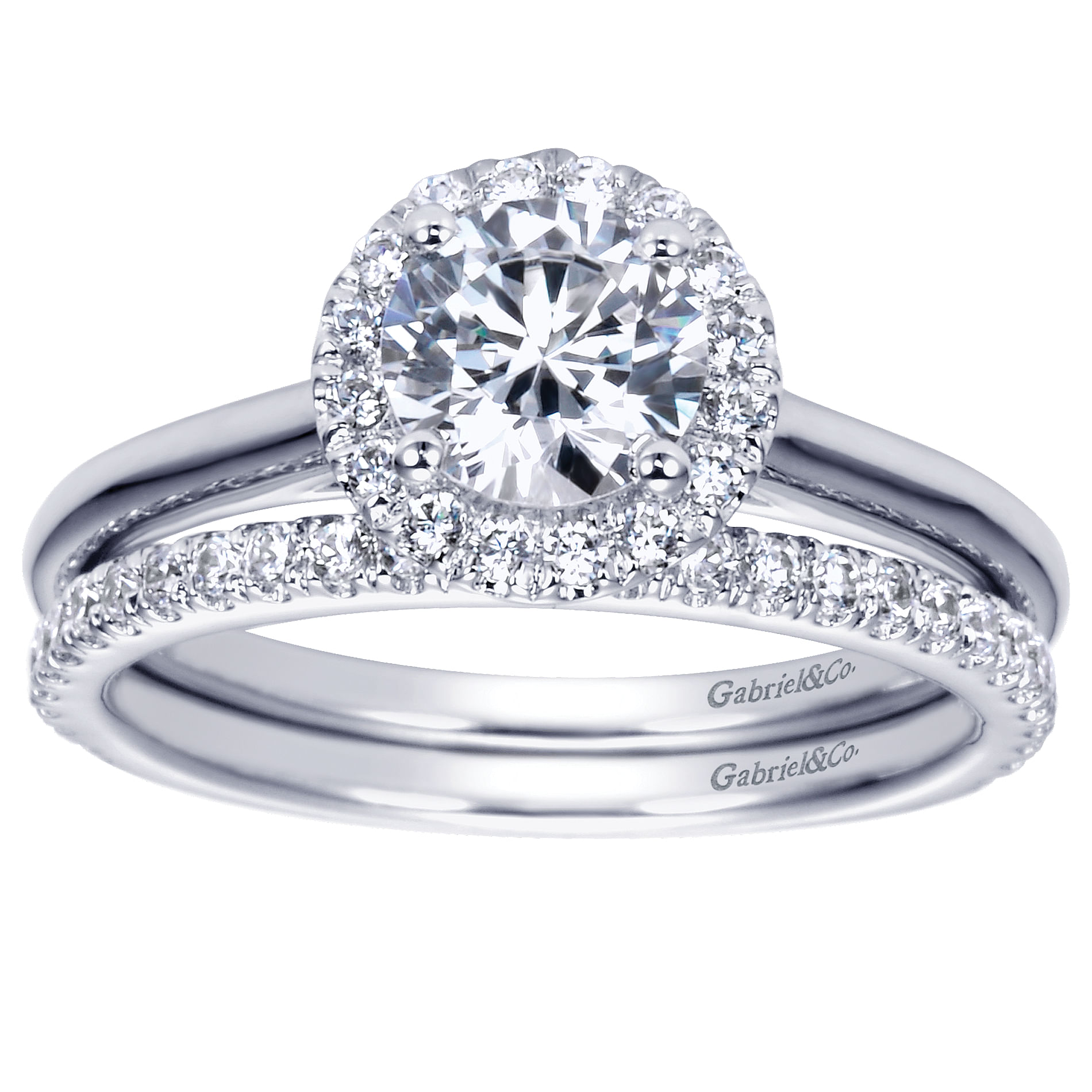 Stacy - 14K White Gold Round Halo Diamond Engagement Ring - 0.2 ct - Shot 4