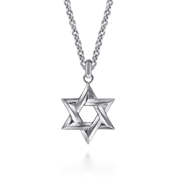 Star of David Pendant Necklace 925 Sterling Silver - Shot 1