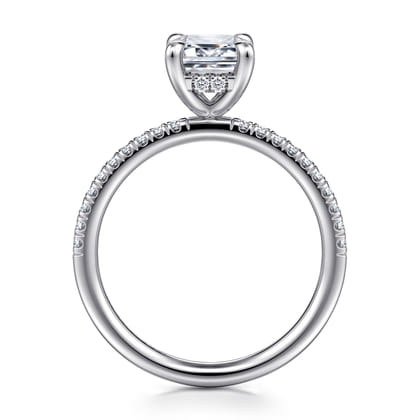 Stasia - 14K White Gold Emerald Cut Diamond Engagement Ring