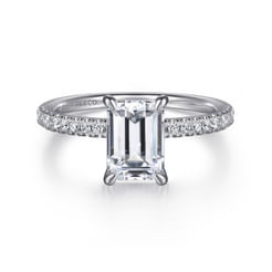 14K White Gold Emerald Cut Diamond Engagement Ring