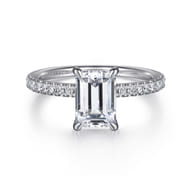 Stasia - 14K White Gold Emerald Cut Diamond Engagement Ring
