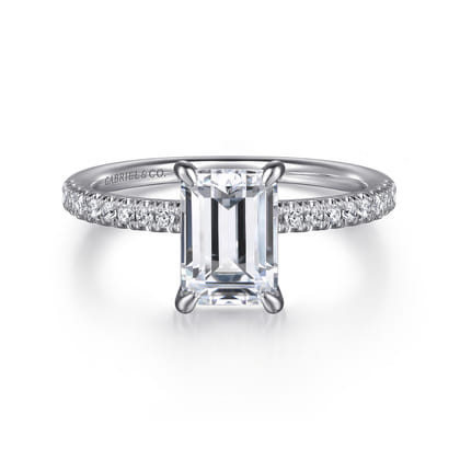 Stasia - 14K White Gold Emerald Cut Diamond Engagement Ring
